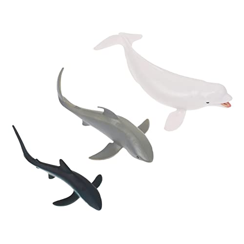 KONTONTY 3 Stück Sea Life-Statue meerestiere Figuren für Meerestierwelt Weiße Haie Kuchendeckel Fischspielzeug für Kleinkinder Miniatur-Tierfiguren Plastik von KONTONTY