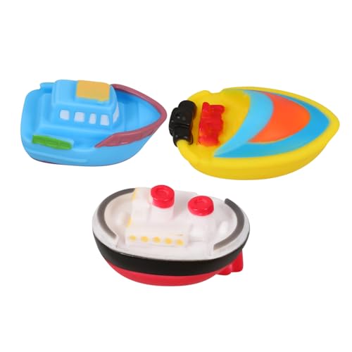 KONTONTY 3 Stück Teiliges Boot Förmiges Badespielzeug für Kleinkinder Cartoon Badewannenspielzeug Quietschende Wasserspielzeuge für Junge Mädchen Sicher und Langlebig von KONTONTY