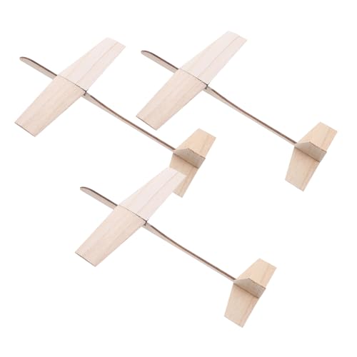KONTONTY 3 Stück Teiliges DIY Holzflugzeug Unfertiges Holzgleiter Modell zum Bemalen Leichtes Wurfgleiter Flugzeug Bastelspielzeug für Schule Geburtstag Weihnachten Stem Lernspielzeug von KONTONTY