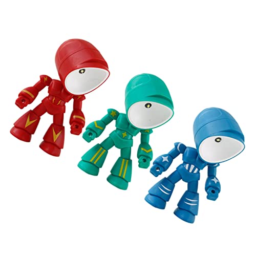 KONTONTY 3 Stück Teiliges Kreatives Roboter Nachtlicht mit Verstellbarem Kopf Langlebige PVC Tischlampe Dekorative Schreibtischlampe für Kinderzimmer und Schlafzimmer Bunte Nachtlichter von KONTONTY