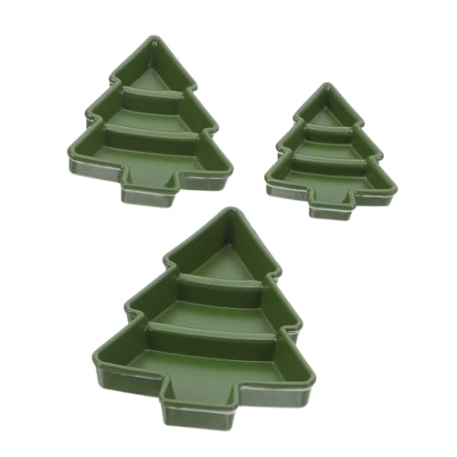 KONTONTY 3 Stück Teiliges Miniatur Teller Miniatur Küchenzubehör Feine Muster Mini Weihnachtsbaum Tabletts Puppenhaus Dekoration Leicht und Kompakt Für Rollenspiele von KONTONTY