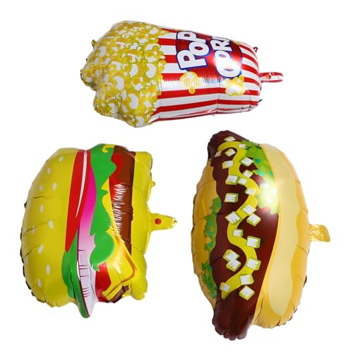 KONTONTY 3 Stück Teiliges Party Dekorationsset mit Popcorn Hamburger und Hot Dog Ballons aus Robustem Material Einfach Aufzublasen Vielseitig für Kindergeburtstage Filmabende und KONTONTY 3 Stück Teiliges Party Dekorationsset mit Popcorn Hamburger und Hot Dog Ballons aus Robustem Material Einfach Aufzublasen Vielseitig für Kindergeburtstage Filmabende und von KONTONTY