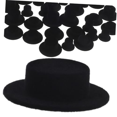 KONTONTY 30 Stück Clown-Hut-Puppe Mini-hüte Puppenhut Handwerk Minihüte Zum Basteln Eisig Klein Miniatur Mini-Hut Stroh Weihnachten Mini-Zylinder Black Beflockung von KONTONTY