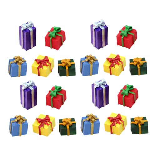KONTONTY 30 Stück Teiliges Mini Resin Geschenkbox für Weihnachtsdekoration Handgefertigte Miniatur Weihnachtsgeschenkboxen für DIY Bastelprojekte Vielseitige Winterliche Festtagsornamente von KONTONTY
