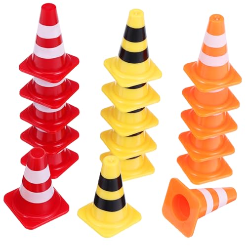 KONTONTY 30 Teiliges Mini Verkehrskegel Spielset Kleine Bunte Kunststoffkegel in Orange Rot und Gelb mit Abgerundeten Kanten Kompakt und Robust für und Rollenspiele im Straßenverkehr von KONTONTY