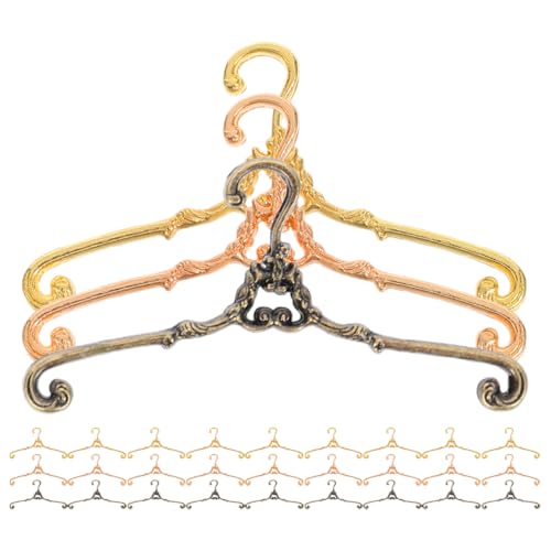 KONTONTY 30-teiliger Kleiderbügel für Puppenoutfits: Kleiderbügel für Puppen – Miniatur-Kleiderständer aus Metall für Puppenhäuser zur Aufbewahrung – Verbessert die Ästhetik des Puppenhauses von KONTONTY