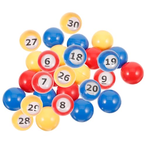 KONTONTY 30 Stück Bingo-bälle Nummerierte Tombola-spielbälle Leuchtende Farben Für Partys Und Aktivitäten von KONTONTY