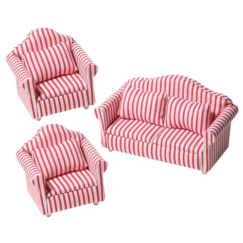 KONTONTY 3St Wohnzimmer Sofagarnitur für kinderspielzeug small Sofa Miniature Living Room Furniture kleines Miniatursofa Miniatur-Couchspielzeug Baumwollfabrik Stripe KONTONTY 3St Wohnzimmer Sofagarnitur für kinderspielzeug small Sofa Miniature Living Room Furniture kleines Miniatursofa Miniatur-Couchspielzeug Baumwollfabrik Stripe von KONTONTY