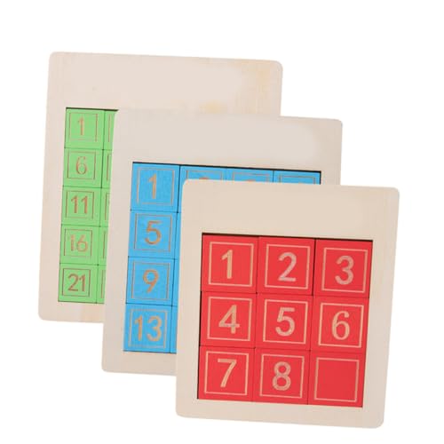 KONTONTY 3Stücke Holzpuzzle für Teiliges Schiebezahlenspielzeug zur Gehirnentwicklung für Kleinkinder Jahren Pädagogisches für Zuhause und Schule von KONTONTY