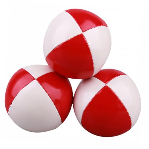 KONTONTY 3Stücke PU Jonglierbälle für Rot und Weiß Interaktive Spielbälle für Outdoor Sport Leichte Langlebige Jonglierbälle für Anfänger und Spaß im Freien von KONTONTY
