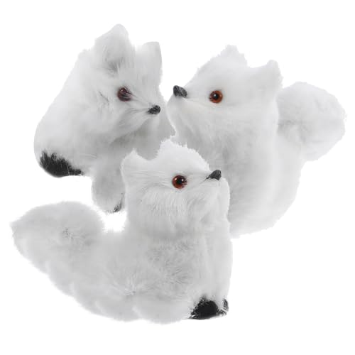 KONTONTY 3Stücke Plüsch Fuchs Figuren Realistische Mini Fuchs Dekoration Weiche Fuchs Ornamente für Heimdekoration als für Freunde von KONTONTY