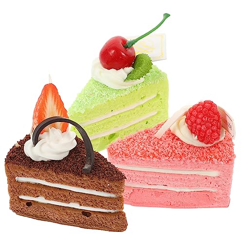 KONTONTY 3st Simulation Kuchenmodell Cupcake-foto-requisiten Falsches Brot Kuchenschnittmodell Dreieckige Kuchenstücke Gefälschte Desserts Cupcakes Gefälschtes Essen Pu Gefälschter Kuchen von KONTONTY