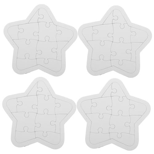 KONTONTY 4 Blätter Leere Puzzles zum Bemalen DIY Graffiti für Kreative Sicherer Papierstoff für Bastelarbeiten und Familienunterhaltung von KONTONTY