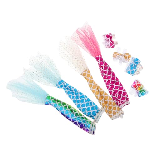 KONTONTY 4 Sätze Babypuppenkleidung Meerjungfrau Puppenkostüm Meerjungfrauenschwanzkleid Puppen-Outfits Prinzessinnen-puppenkleidung Glitzerndes Meerjungfrauenkleid Kleid Für Puppen Stoff von KONTONTY