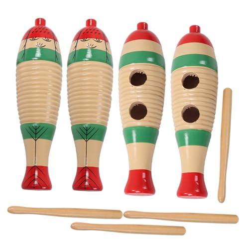 KONTONTY 4 Sätze Holz Schlaginstrument Teiliges Kinderinstrument mit Rhythmusstock für Kleinkinder Musikalischen Fähigkeiten und Hand Augen Koordination von KONTONTY