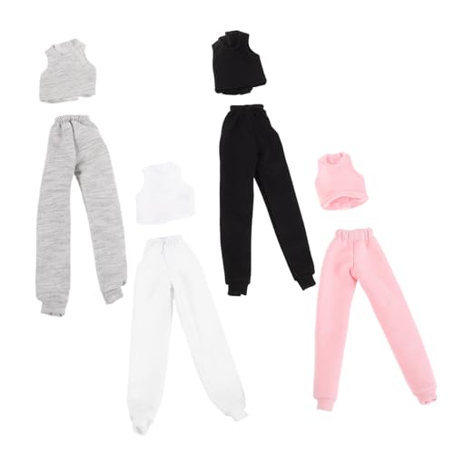 KONTONTY 4 Sätze Puppenkleidung Sommer Sportliches Outfit für Puppen Weiche Westen und Hosen Kreative Verkleidung für Rollenspiele und Alltagsspiele von KONTONTY