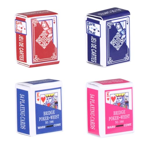 KONTONTY 4 Satz Mini Poker Spielkarten Teiliges für Brettspiele und Puppenhaus Dekoration Mini Kartenspiele Gemischten Farben für Familienfeiern und DIY Projekte KONTONTY 4 Satz Mini Poker Spielkarten Teiliges für Brettspiele und Puppenhaus Dekoration Mini Kartenspiele Gemischten Farben für Familienfeiern und DIY Projekte von KONTONTY