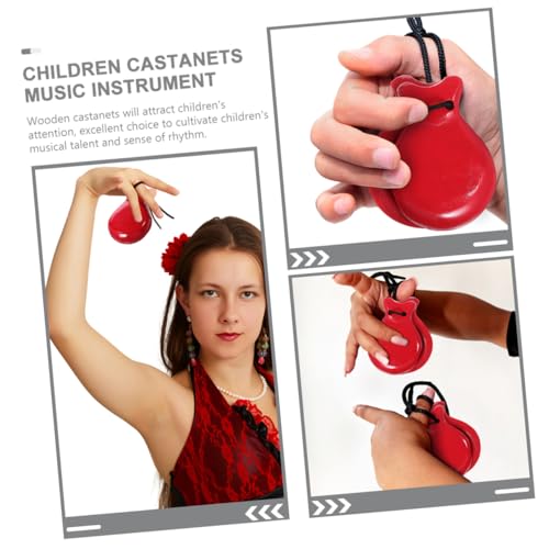KONTONTY 4 Stck Teiliges Holz Castanets Bunte Finger Castanets Musikinstrumente für Pädagogisch Sicher Glatte Oberfläche Spielerisches Lernen für Musikalische Früherziehung von KONTONTY