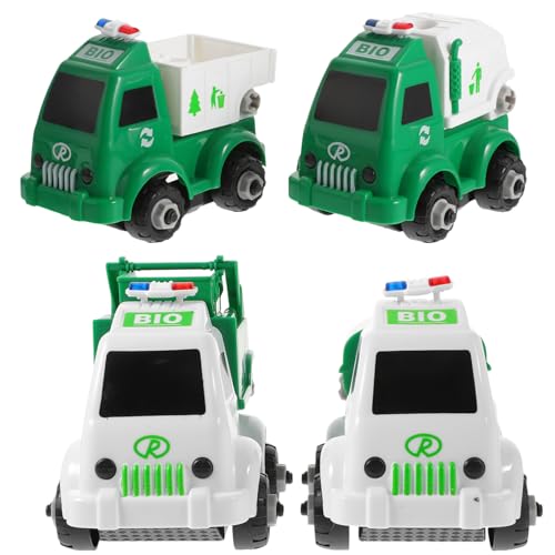 KONTONTY 4 Stück Baufahrzeug Abnehmbares LKW- Müllwagen Kindergeschenk Kinderfrühes Lernspielzeug Umweltschutz LKW Kinderhygieneauto Pädagogisches Spielset Abs von KONTONTY