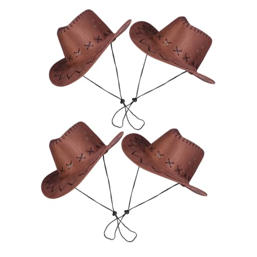 KONTONTY 4 Stück Cowboyhut für Kinder Cowboy-Cosplay-Zubehör Cowboyhut für Kleinkinder faschingshut kinder cowboyhut kinder Sommermütze für Kinder Hüte Kinderhut Cowgirl-Party-Dekorationen von KONTONTY