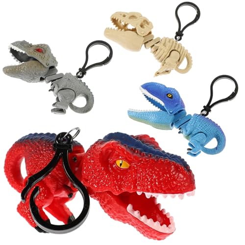 KONTONTY 4 Stück Dinosaurier Schlüsselanhänger Teiliges Kreatives für Dehnbare Lustige Druckknopf Clip Schlüsselanhänger für Jungen und und Dekoration von KONTONTY