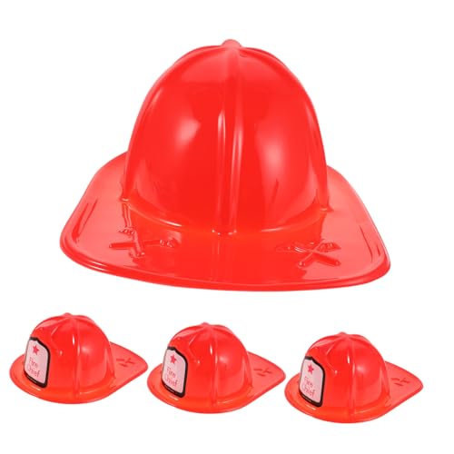 KONTONTY 4 Stück Feuerwehrhelm aus Leichtem Kunststoff Sichere Feuerwehr-kostümhaube für Halloween Realistisch Gestaltete Verkleidung Komfortabel für Party Rollenspiele von KONTONTY