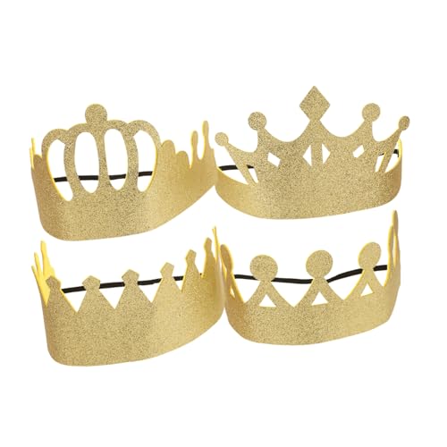 KONTONTY 4 Stück Geburtstagskrone goldenes Geburtstagsstirnband Krone Geburtstagshut Jungen Krone goldene Kronen Krone Mittelstücke Krone Kinderkrone Polyester von KONTONTY