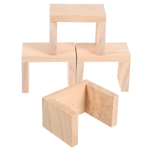 KONTONTY 4 Stück Holzstuhl Puppenhaus Möbel Zubehör Realistische Deko für Miniaturhäuser Kompakte Natürliche Holzoptik für Wohnzimmer Esszimmer oder Schlafzimmer Deko von KONTONTY