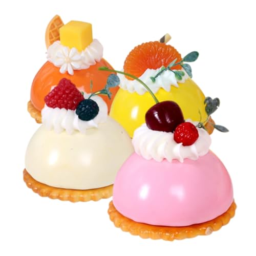 KONTONTY 4 Stück Kakermodell -Kühlschrankaufkleber Nachtisch Abgestuft vor, Spiel zu gefälscht süß Shop-Zubehör Kuchen Requisiten Kuchen-Modell Dessert-Modelle PVC von KONTONTY
