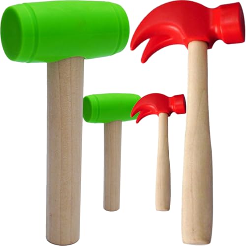 KONTONTY 4 Stück Kleiner Holzhammer Kleiner Hammer Rollenspielspielzeug Jungen Und Mädchenspielzeug Lernspielzeug Kinderspielzeug Kinderhammer Simulationshammer Gefälschte Hammerwerkzeuge von KONTONTY