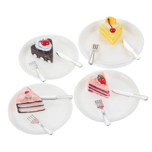 KONTONTY 4 Stück Kuchen Dekoration Teiliges mit Schokoladen Zitronen und Kuchen Puppenhaus Miniaturszenen von KONTONTY