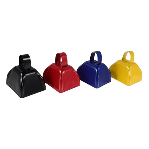 KONTONTY 4 Stück Kuhglocke Handglocke Cowbells für Ereignisse Kuhbells für die Menge jubeln Cowbells für Baseball Noisemaker Glocken für Partys Feierlichkeiten Noisemaker Glocken von KONTONTY