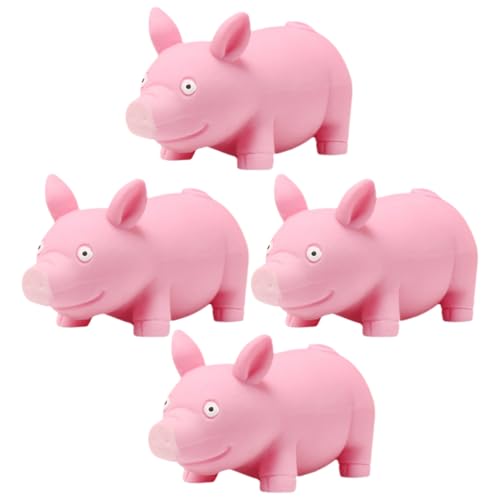 KONTONTY 4 Stück Lustiges Schweinförmiges Lustiges Stressspielzeug Interessantes Squeeze- Cartoon- - Dehnbar Betonen Rosa Plastik von KONTONTY