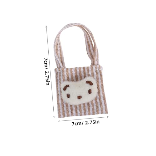 KONTONTY 4 Stück Mini Canvas Schultertaschen für Puppen Kreative Miniatur Tragetaschen mit Kawaii Design Vielseitige Puppenhaus Accessoires für Rollenspiele und Outfit-wechsel von KONTONTY