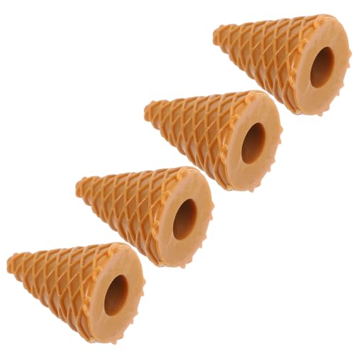 KONTONTY 4 Stück Mini Eiswaffel Set Realistische Künstliche Eistüten für Rollenspiele Kreatives für DIY Eiscreme Dekoration und Eisdielen Spaß von KONTONTY