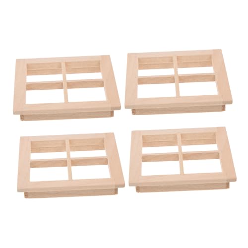 KONTONTY 4 Stück Holz Fensterrahmen-Ornament Puppenhaus-fensterornament Mini-hausdekor Für Puppenhaus Zubehör von KONTONTY