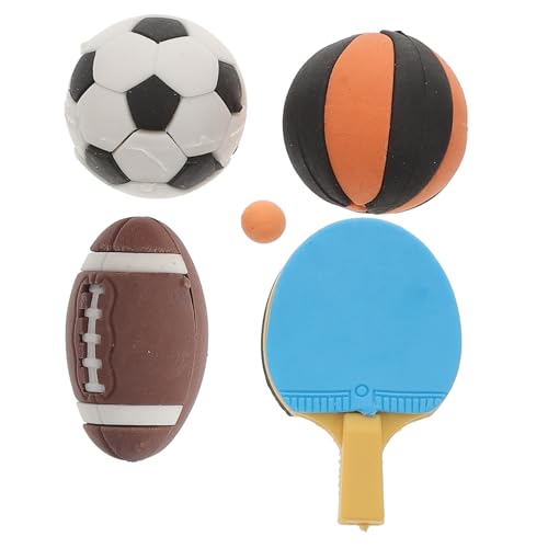 KONTONTY 4 Stück Mini Fußball Basketball Rugby Tischtennis Modelle für Puppenhaus Dekoration Sportzubehör für Mini Häuser Realistische Sportmodelle für Kreative Deko von KONTONTY