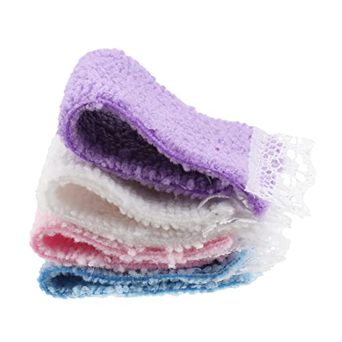 KONTONTY Puppenhaus Handtücher Set 4 Stück Mini Badetücher für Puppen Badezimmer Szene zufällige Farbe von KONTONTY