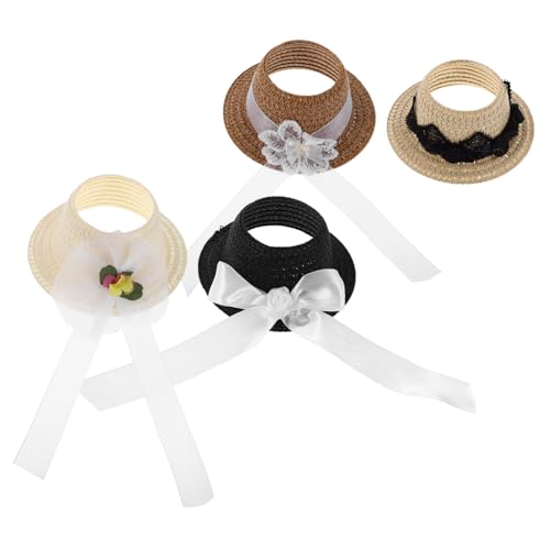 KONTONTY 4 Stück Mini Puppenhüte mit Eleganter Schleife Leichte Kompakte Stoff-Hut-Accessoires für Kreative DIY Bastelprojekte Rollenspiele und Festliche Dekorationen von KONTONTY