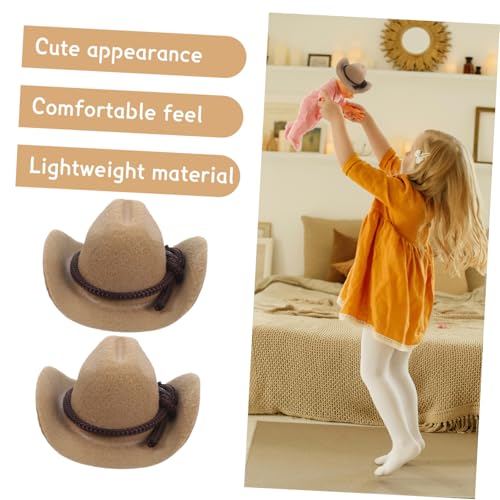 KONTONTY 4 Stück Mini Western Cowboy Hüte Kleine Miniatur Cowgirl Hüte für Puppen Vielseitige Bastelaccessoires Leichte Westernmützen für Puppendekoration und Partybedarf von KONTONTY