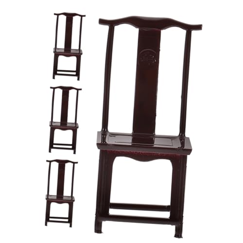 KONTONTY 4 Stück Mini-stuhlmodell Möbel Miniatur Puppe Ästhetisch Mini-hausstuhl Mini-Vintage-stuhlmodell Brown Abs von KONTONTY