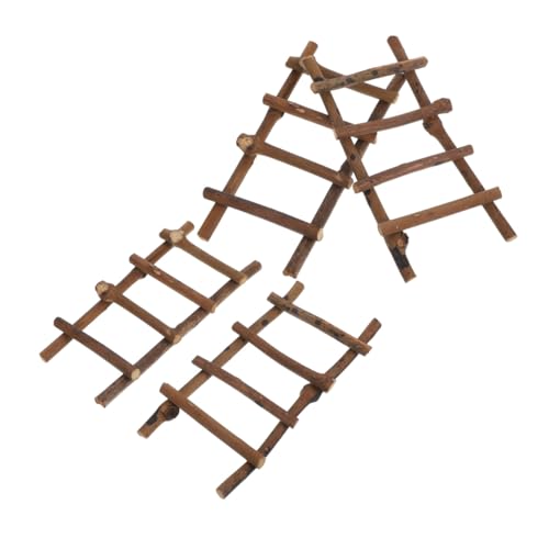 KONTONTY 4 Stück Miniatur Rattan Leiter Naturfarben Robust Verformungsbeständig Rustikale Deko Für Puppenhaus Mikrogarten Zubehör von KONTONTY