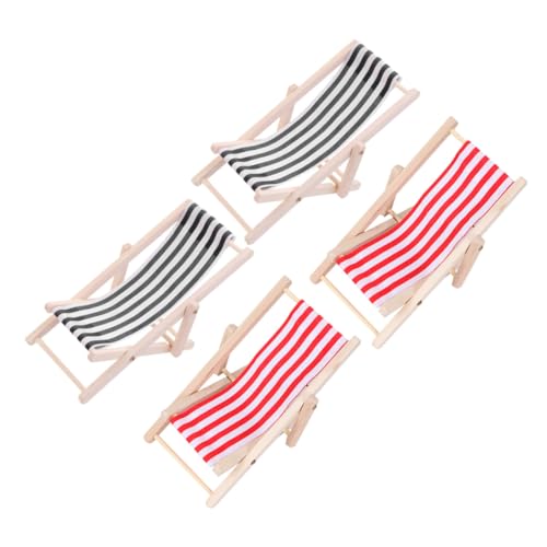 KONTONTY 4 Stück Miniatur Strandliegestuhl Rot Schwarz Leichte Stabile Puppenhaus Möbel für Kreative Mikrolandschaften Simulierte Holzoptik für DIY Strand Deko KONTONTY 4 Stück Miniatur Strandliegestuhl Rot Schwarz Leichte Stabile Puppenhaus Möbel für Kreative Mikrolandschaften Simulierte Holzoptik für DIY Strand Deko von KONTONTY