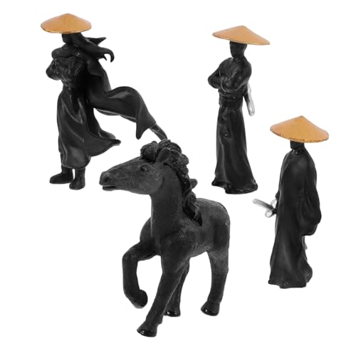 KONTONTY 4 Stück Miniaturpuppenmodell Gartenzubehör Puppenhaus-Miniaturen Miniatur-Zeug Miniatur-Dinge kleine Figuren Miniaturfiguren Mini -Figur PVC Black von KONTONTY