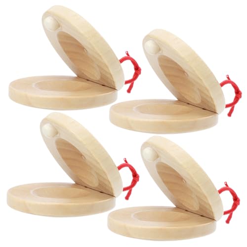 KONTONTY 4 Stück Orff Kastagnetten für Musikinstrument für Rhythmus und für Musikunterricht und Kreative Spielmomente Holzspielzeug für Kleine Hände von KONTONTY