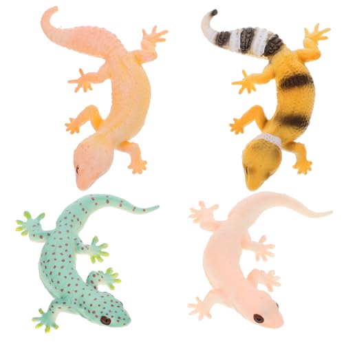 KONTONTY 4 Stück Realistische Eidechsen Figuren aus Lebensechte Reptilien Modelle für Pädagogisches Tier Vielseitige Deko für Garten Balkon und Lernzwecke von KONTONTY