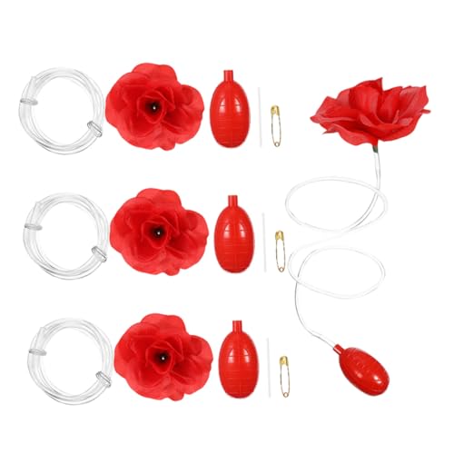 KONTONTY 4 Stück Realistische Rote Wasser Spritzende Rosen Ansteckblumen Nachfüllbar Langlebig für April Fools Day Partys Halloween und Lustige Streiche für Erwachsene KONTONTY 4 Stück Realistische Rote Wasser Spritzende Rosen Ansteckblumen Nachfüllbar Langlebig für April Fools Day Partys Halloween und Lustige Streiche für Erwachsene von KONTONTY