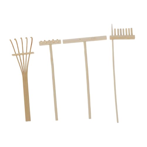 KONTONTY 4 Stück Sandmalerei Bambus -Rake -Set Tisch Mini Werkzeug Sandkasten Meditation Zen Rechen Sandrechen für den Garten Bambusrechen Kleiner Gartenrechen Legierung Khaki von KONTONTY
