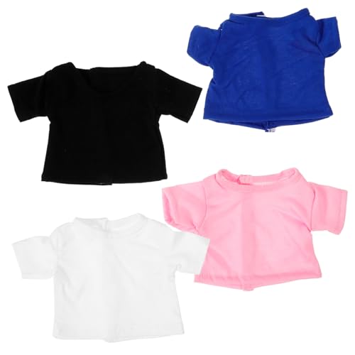 KONTONTY 4stücke Teiliges T-Shirt Kostüme Für Puppen Stilvolle Und Niedliche Kleidung Für Kuscheltiere Geeignet Für Partys Hochzeiten Und Alltag Weiß Rosa Blau von KONTONTY
