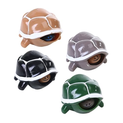 KONTONTY 4 Stück Stressspielzeug Squeeze Turtle zur Stressreduktion mit Herausfahrbarem Kopf Elastisch für Erwachsene zur Angst Nervositätslinderung Gemischte Farben von KONTONTY